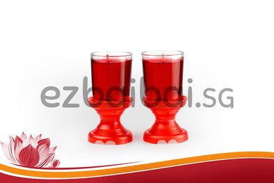 1 Days Red Crystal Candle Pair 一天红水晶炷 （1对）